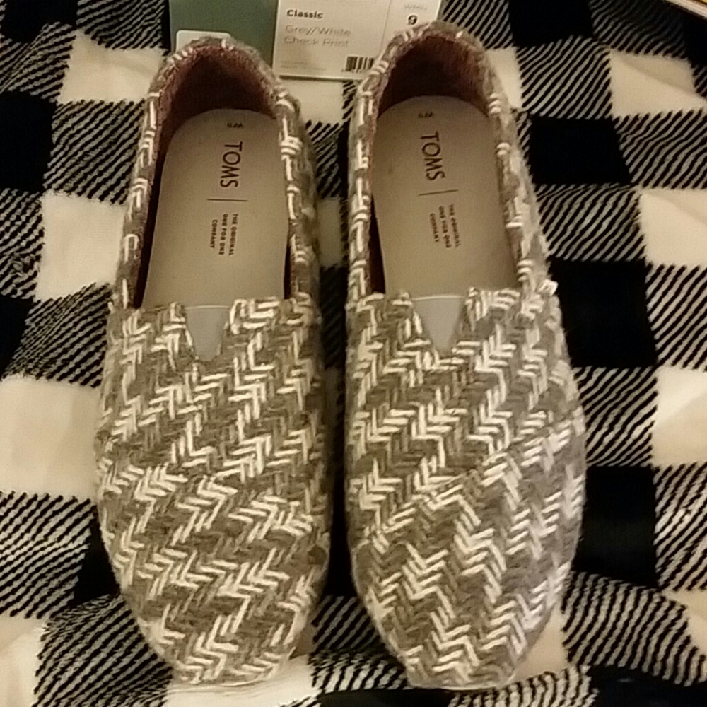 Toms Classes Grey/ White Check Print Shoe